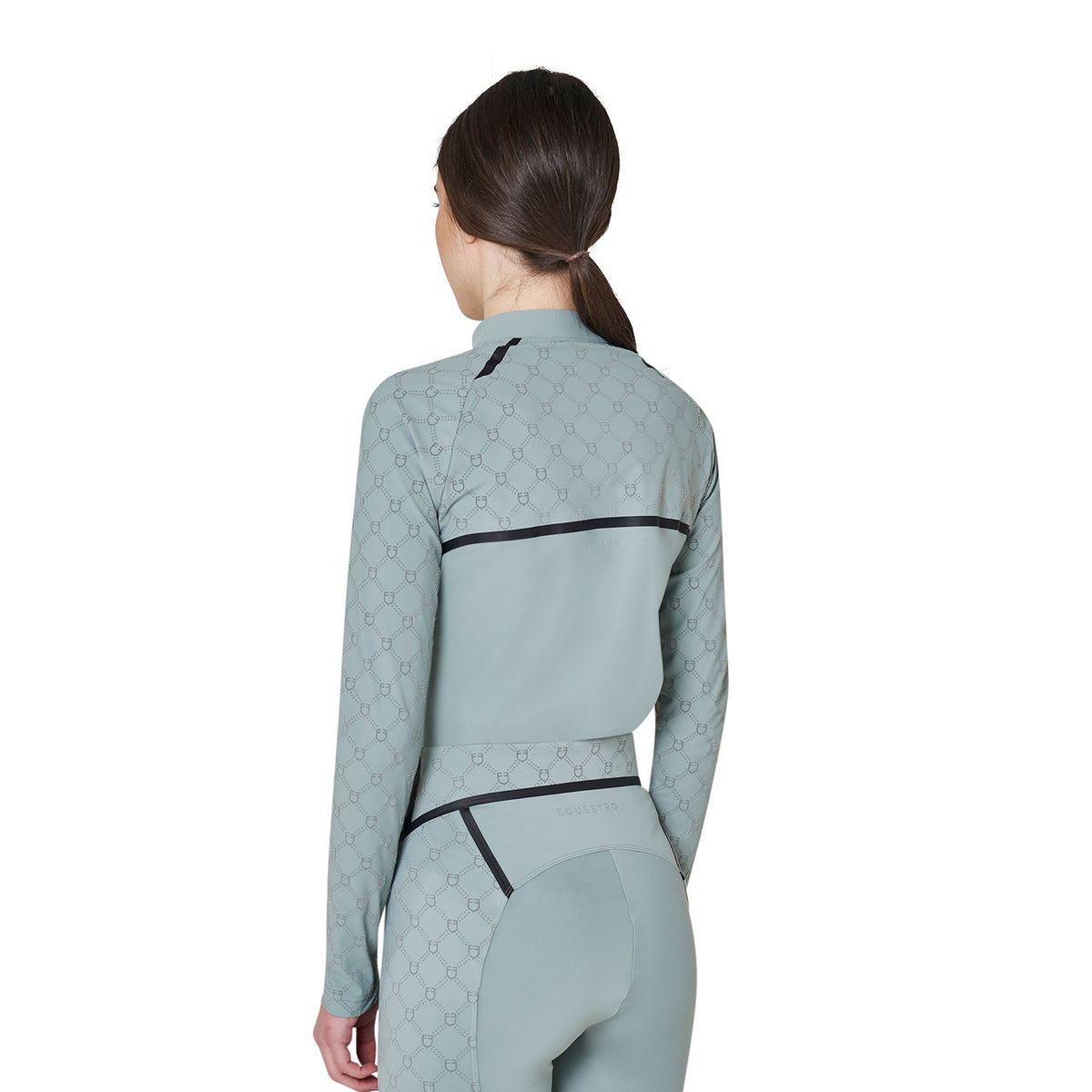 Polo de Entrenamiento para Mujer de Manga Larga con Estampado de Monograma