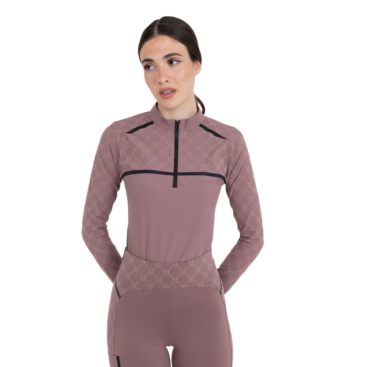 Polo de Entrenamiento para Mujer de Manga Larga con Estampado de Monograma