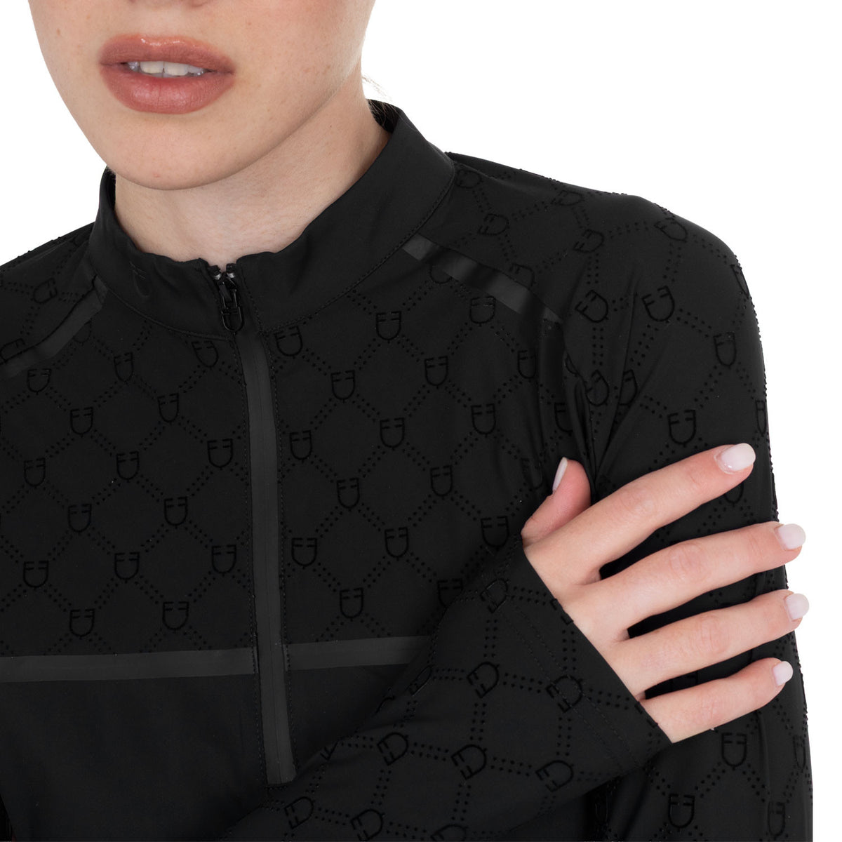 Polo de Entrenamiento para Mujer de Manga Larga con Estampado de Monograma