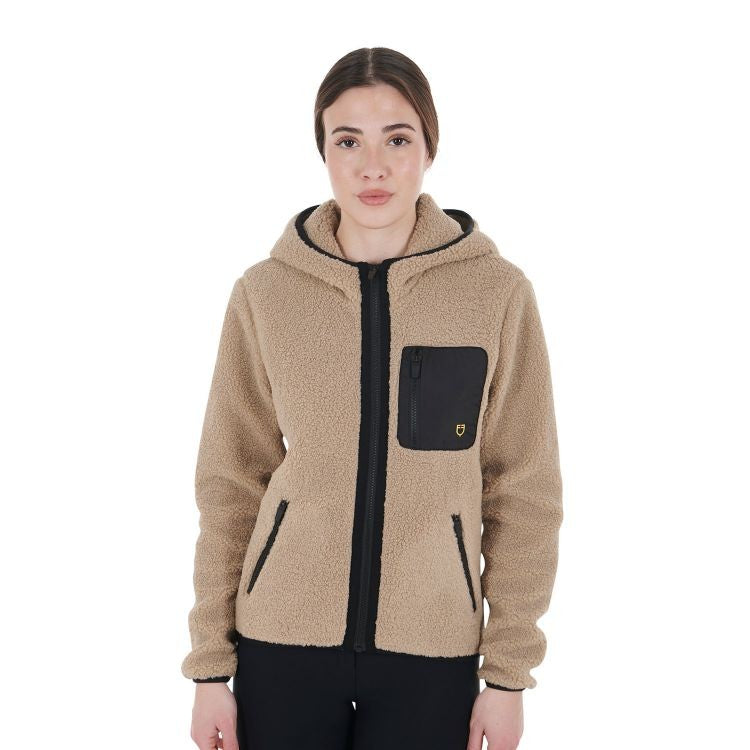 Sudadera de mujer de felpa con bolsillo delantero - Negro
