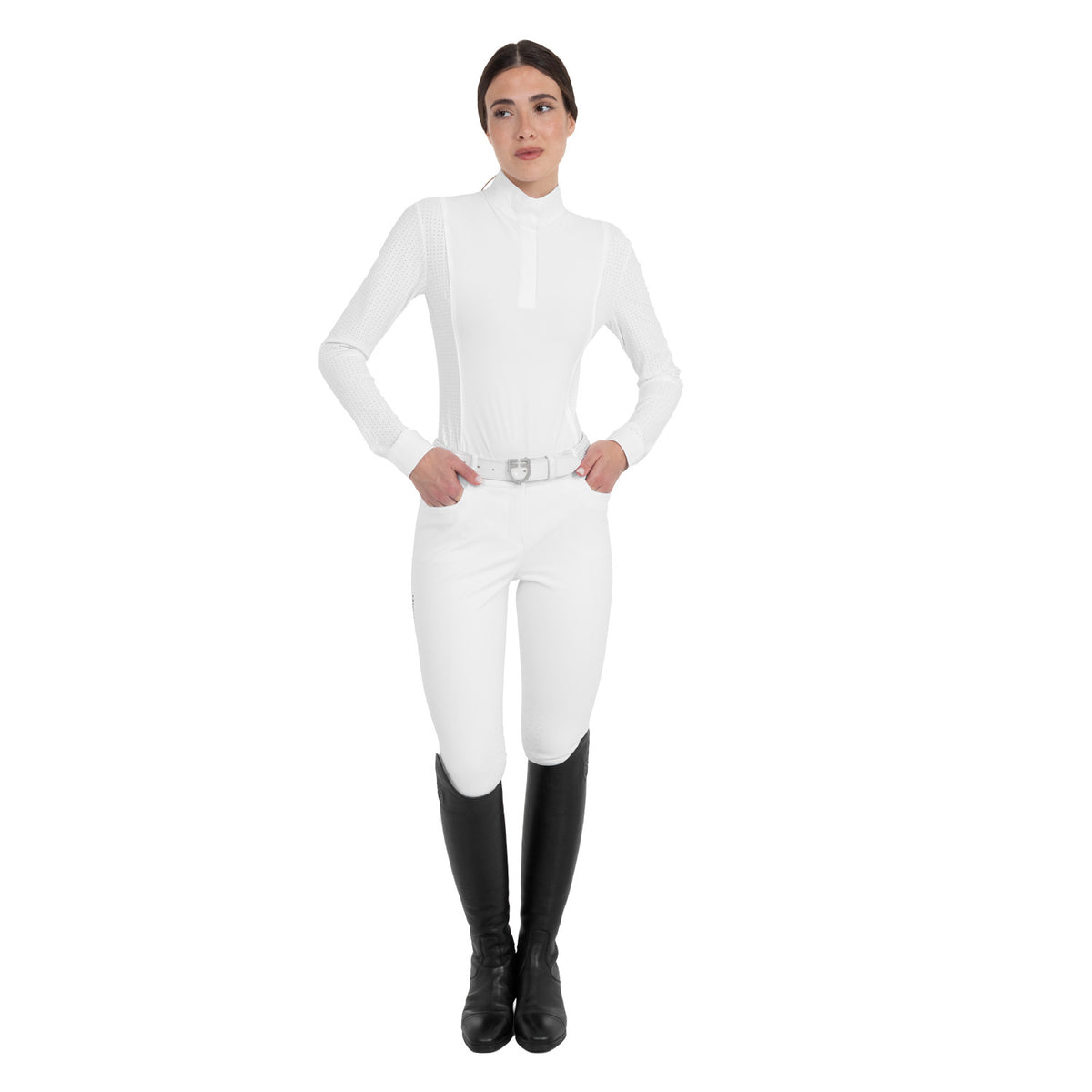 Polo de Concurso Mujer de Manga Larga Calada