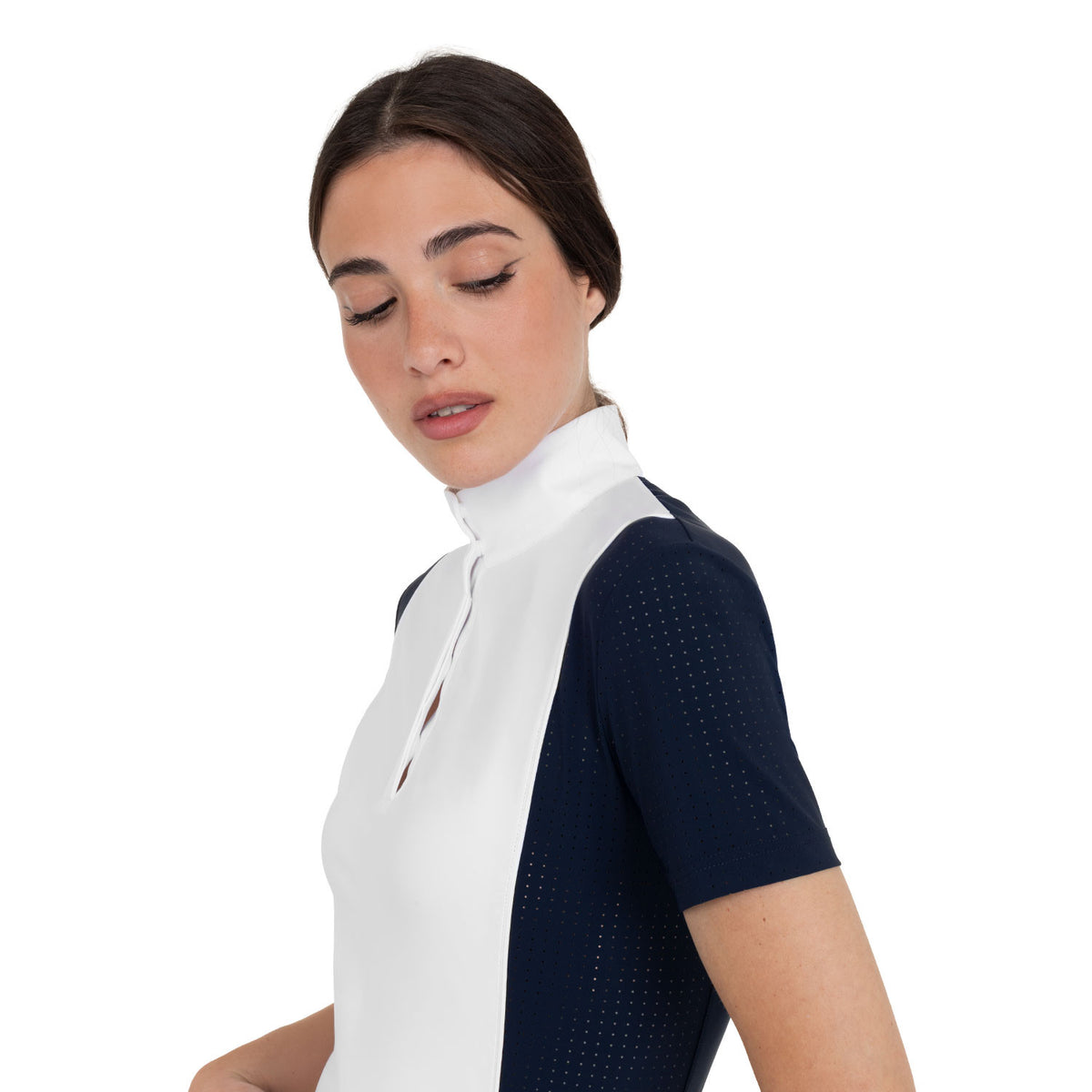 Polo de Concurso Mujer de Manga Corta con Inserciones de Malla
