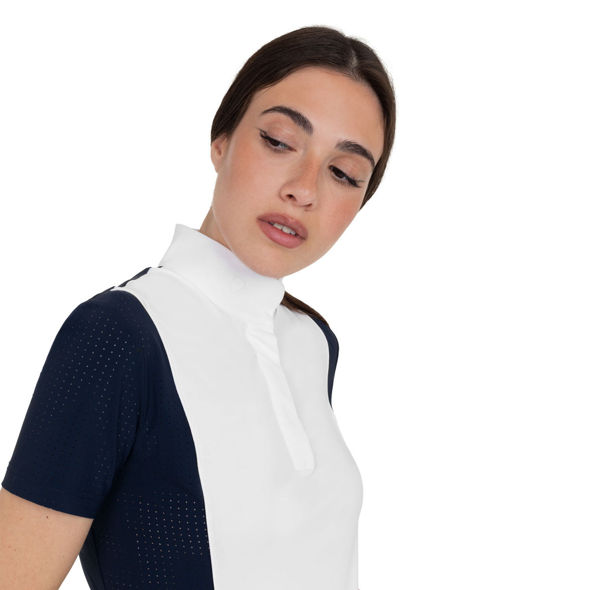 Polo de Concurso Mujer de Manga Corta con Inserciones de Malla