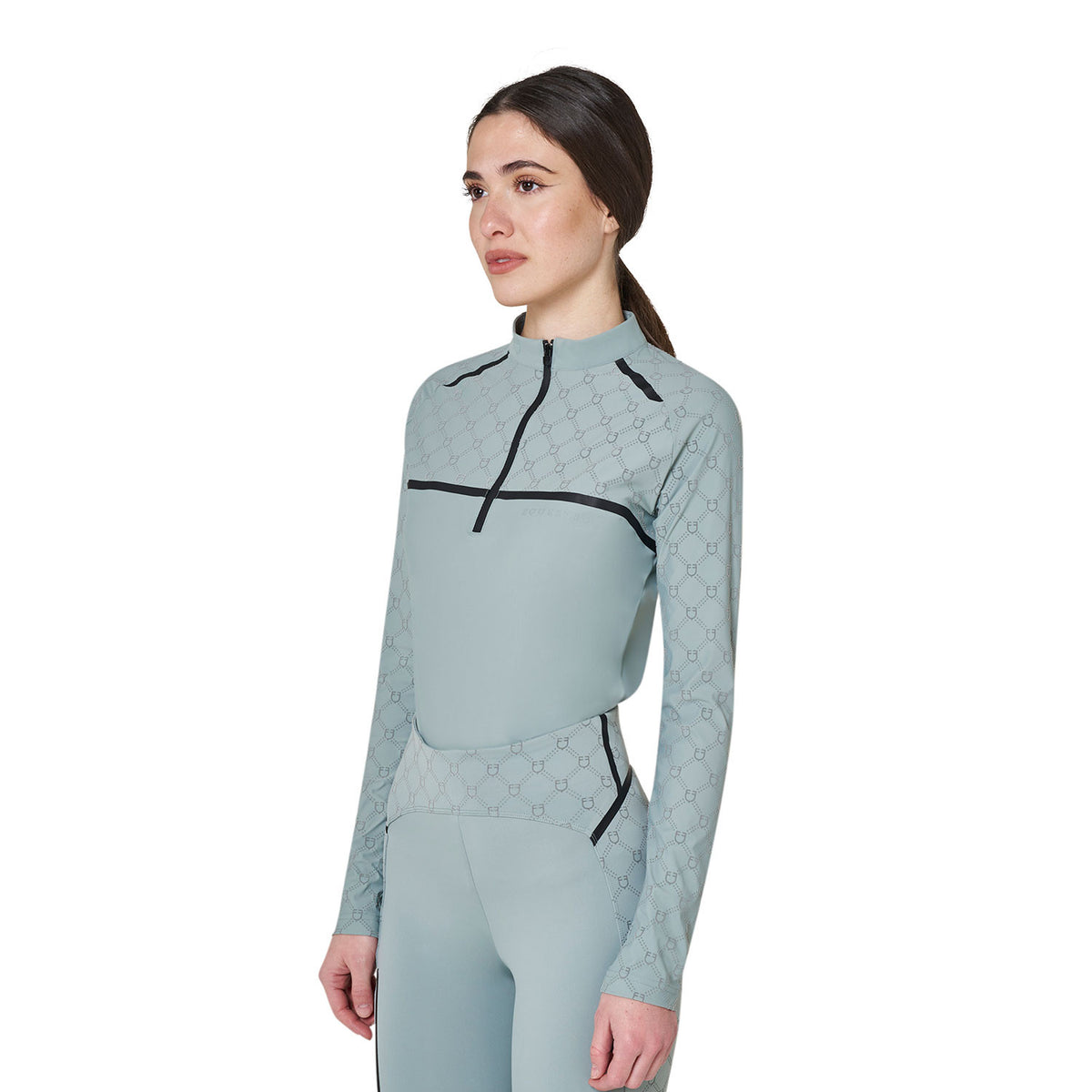 Polo de Entrenamiento para Mujer de Manga Larga con Estampado de Monograma
