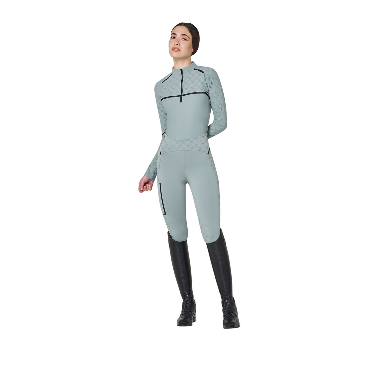 Polo de Entrenamiento para Mujer de Manga Larga con Estampado de Monograma