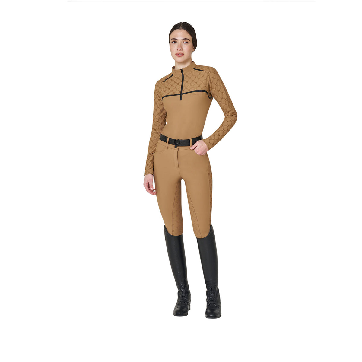 Polo de Entrenamiento para Mujer de Manga Larga con Estampado de Monograma