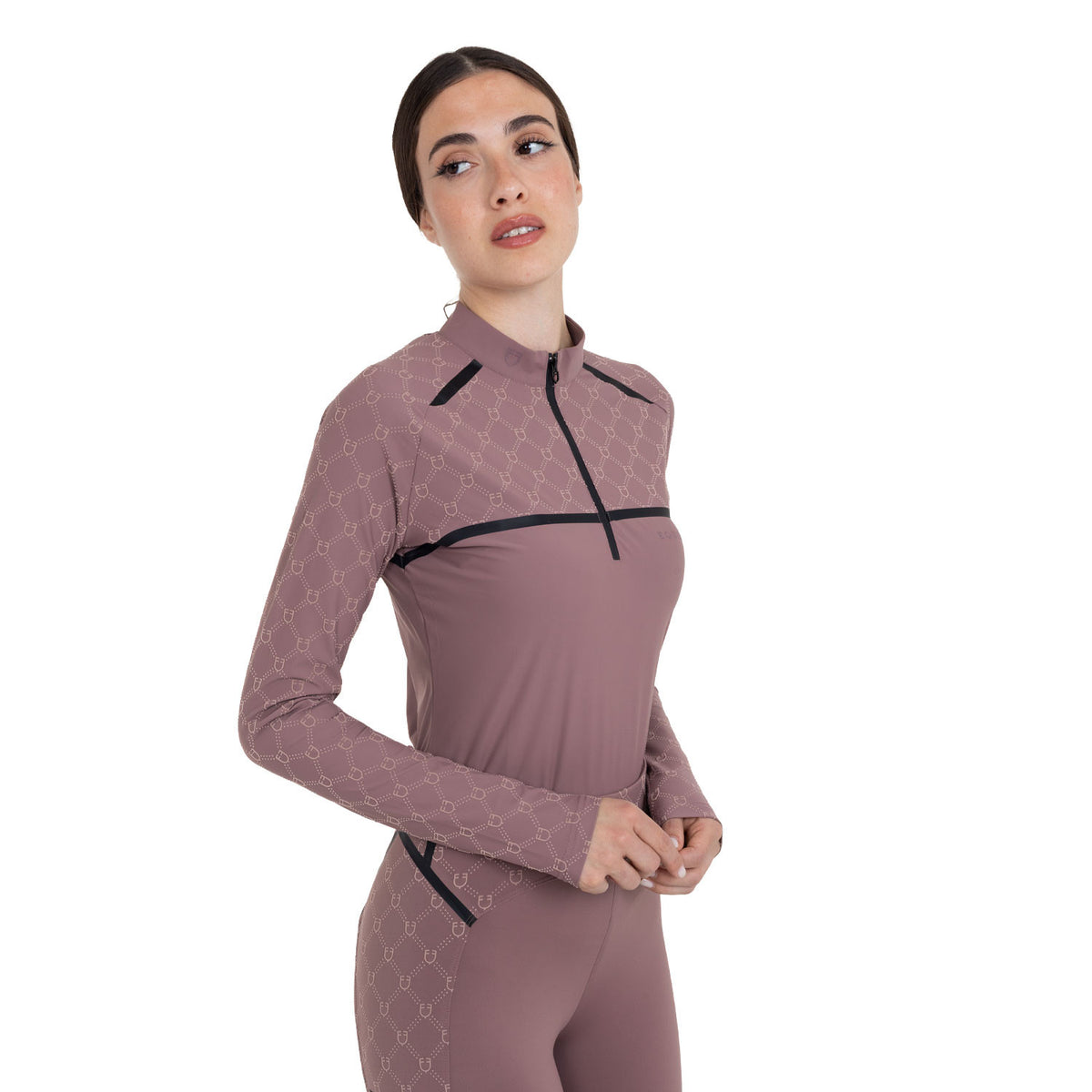 Polo de Entrenamiento para Mujer de Manga Larga con Estampado de Monograma