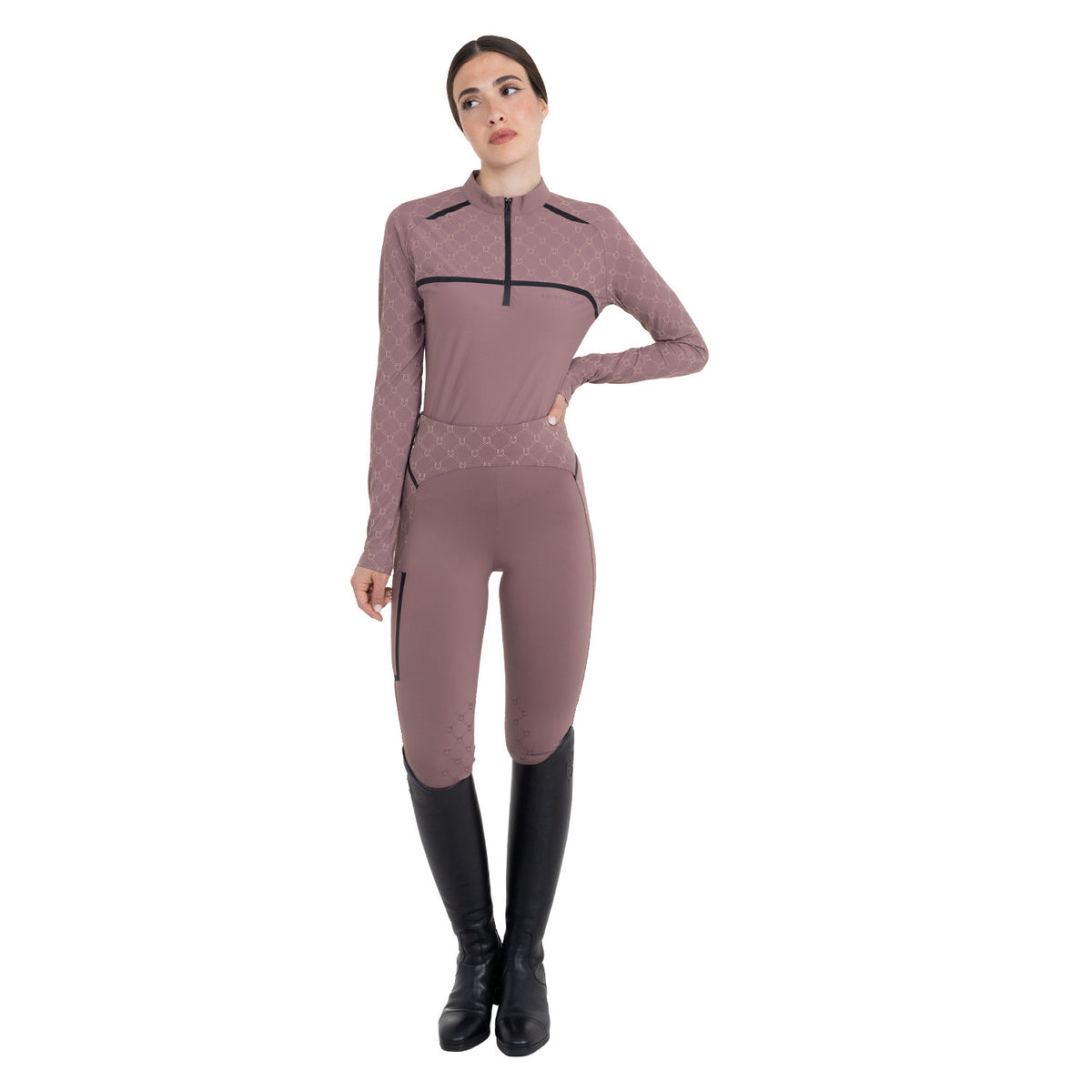 Polo de Entrenamiento para Mujer de Manga Larga con Estampado de Monograma
