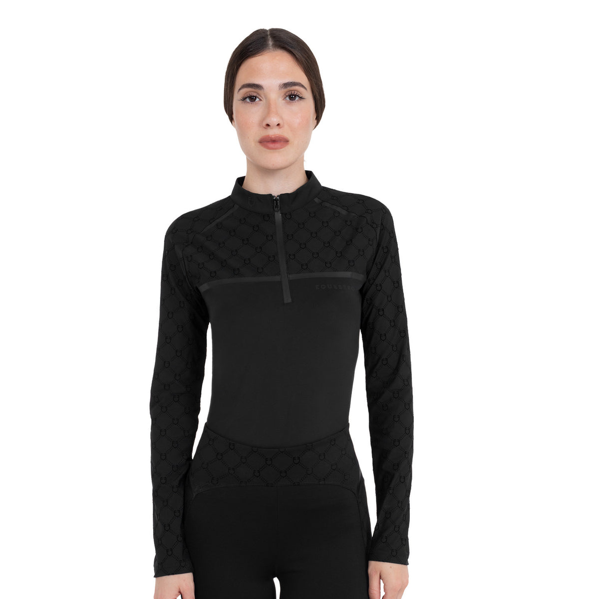 Polo de Entrenamiento para Mujer de Manga Larga con Estampado de Monograma