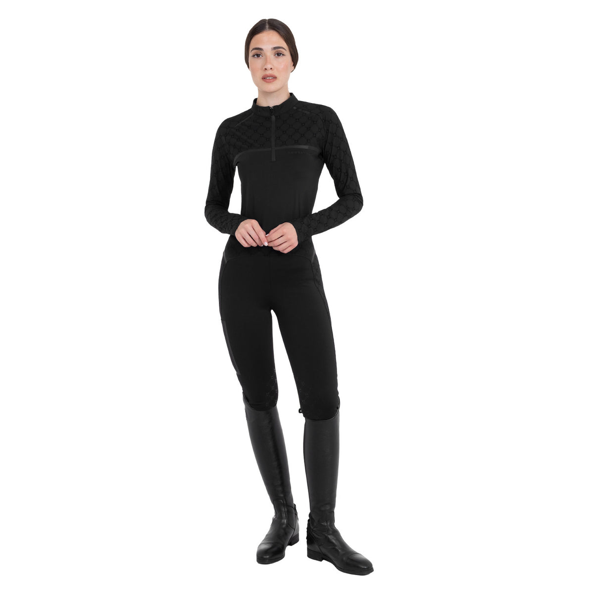 Polo de Entrenamiento para Mujer de Manga Larga con Estampado de Monograma