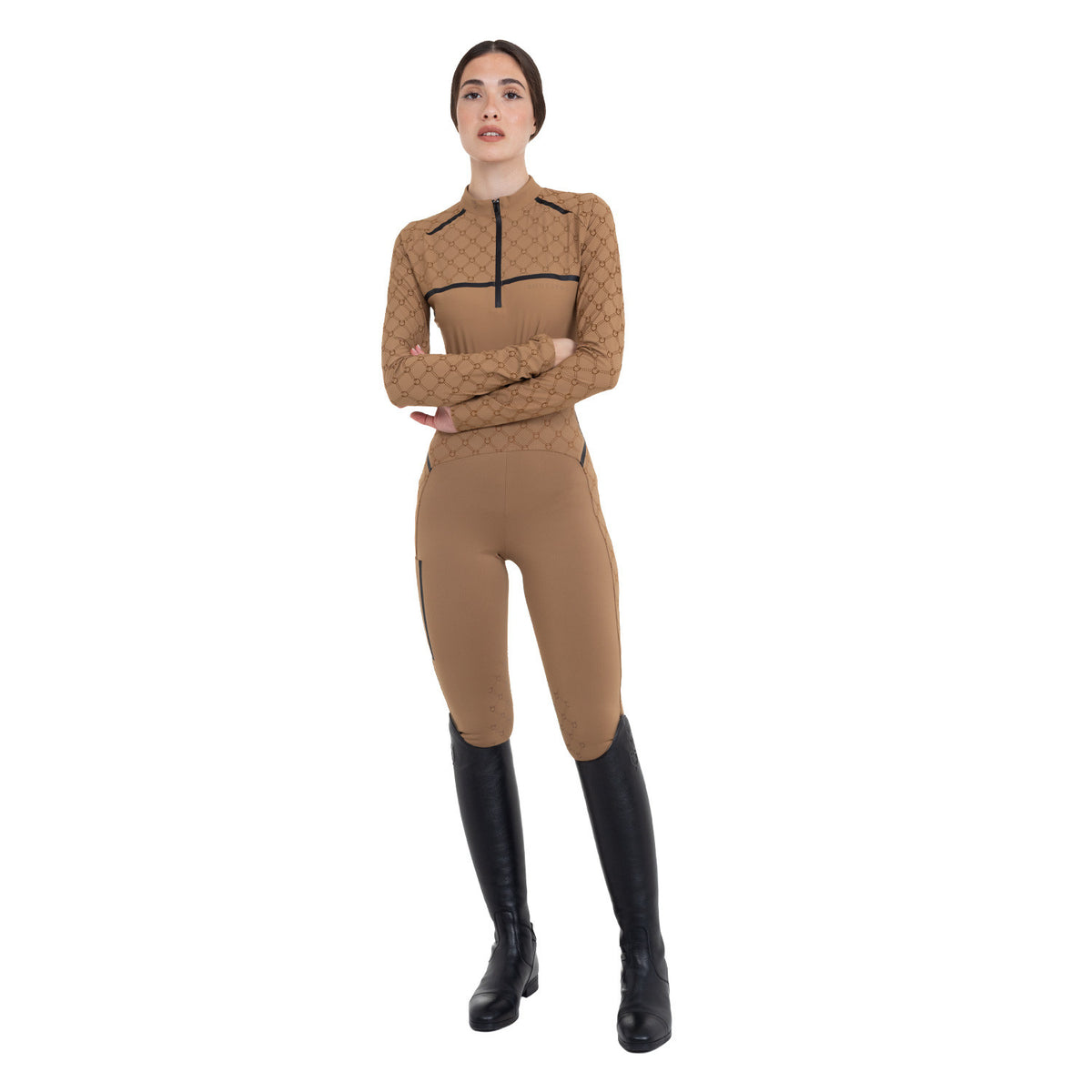 Leggings de Mujer de Cintura Alta en Tejido Técnico con Monograma