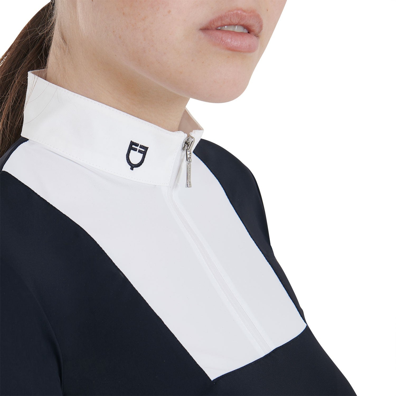 Polo de competición de manga corta y corte ajustado para mujer - Azul