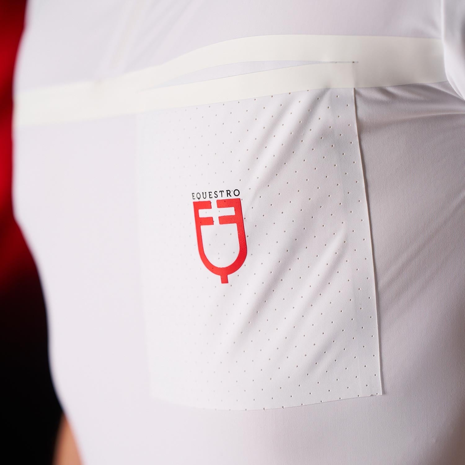 Polo de competición para hombre Equestro Ridertechnology de manga corta y cremallera
