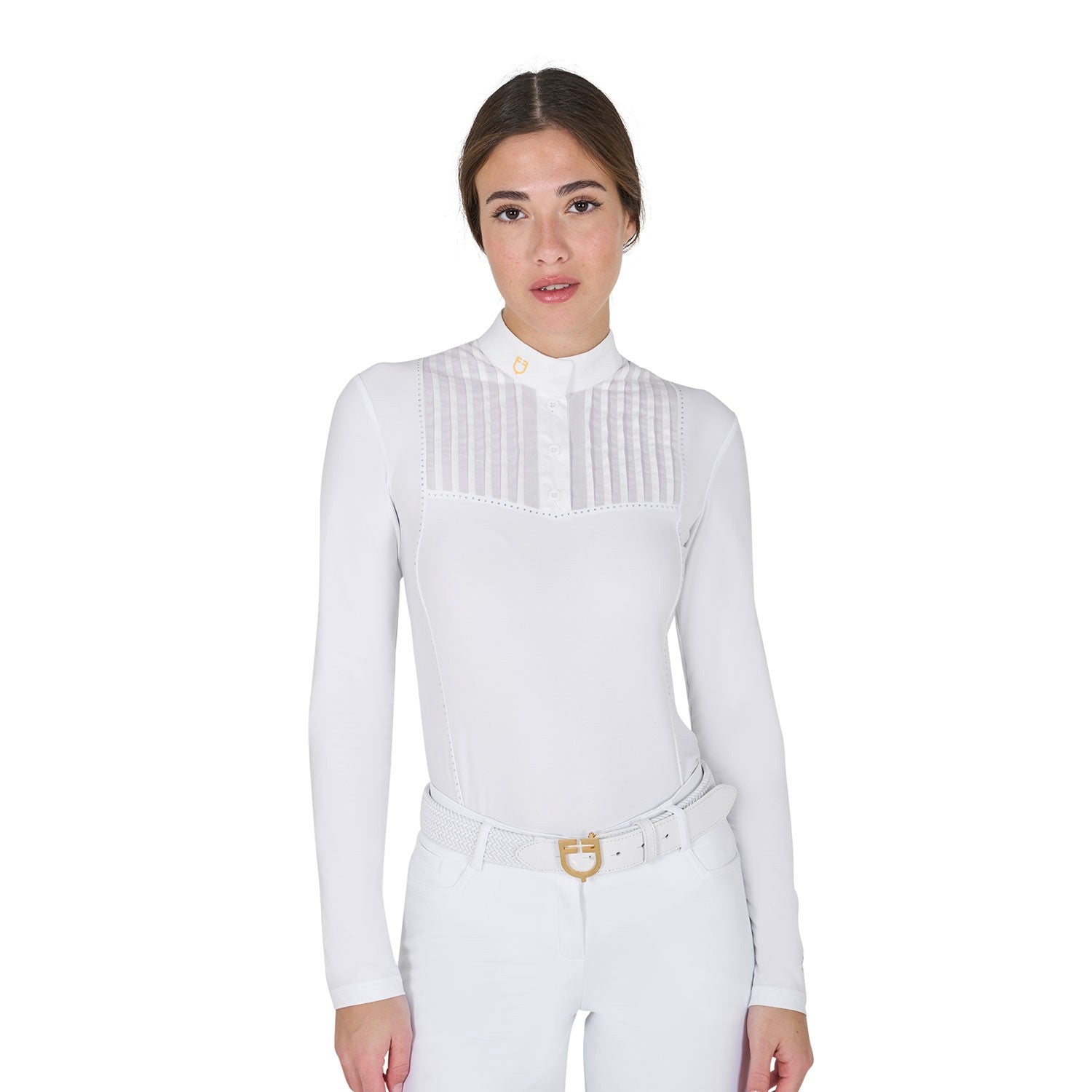 Polo de competición de corte entallado para mujer con pedrería