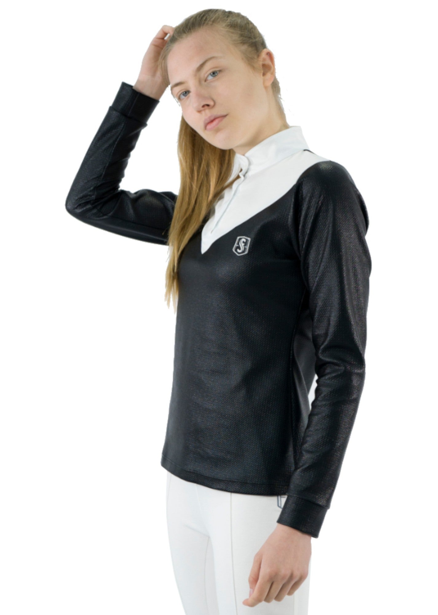 Polo de Concurso NEON manga larga - Negro