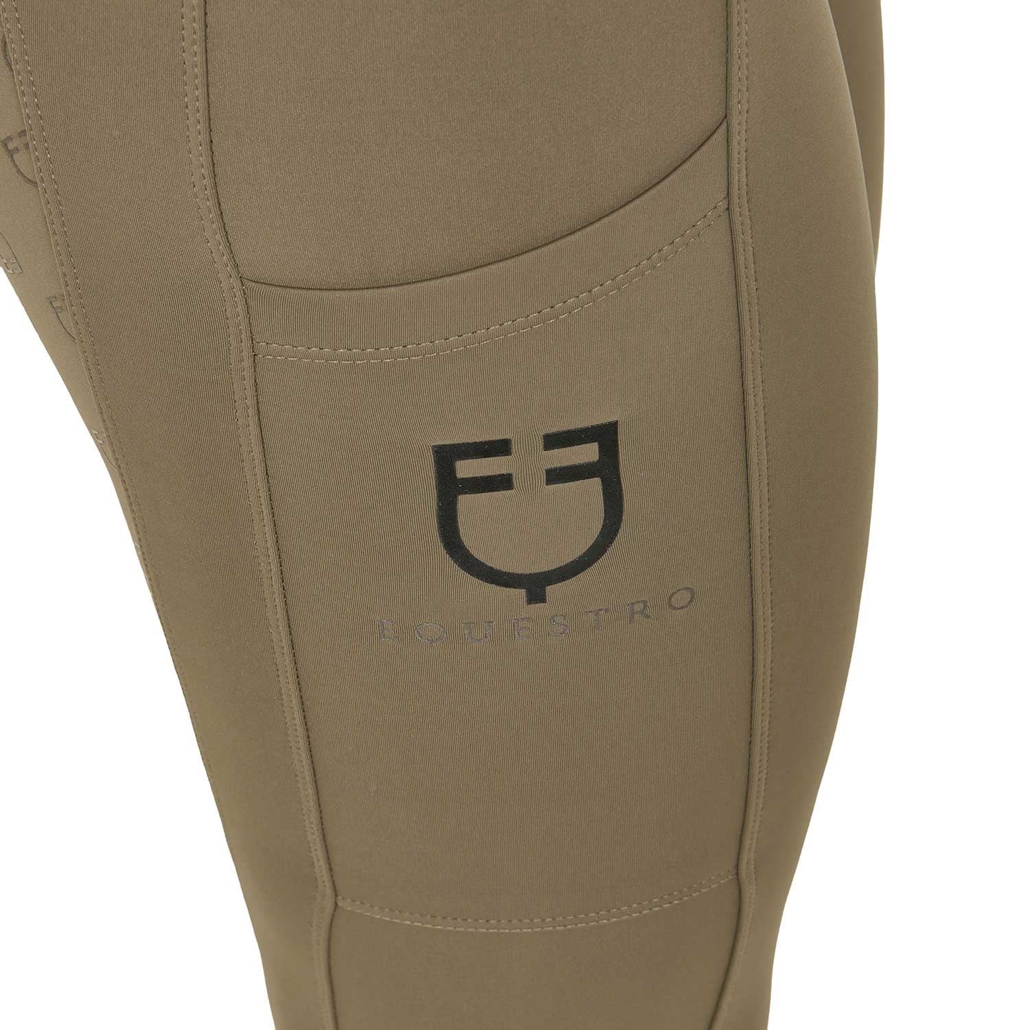 Leggings de cintura alta para mujer con trabillas para cinturón - Caqui