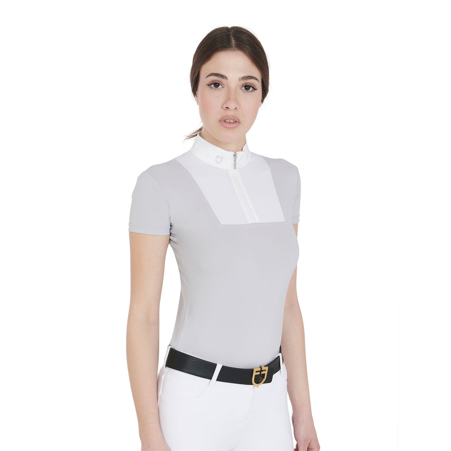 Polo de competición de manga corta y corte ajustado para mujer - Gris