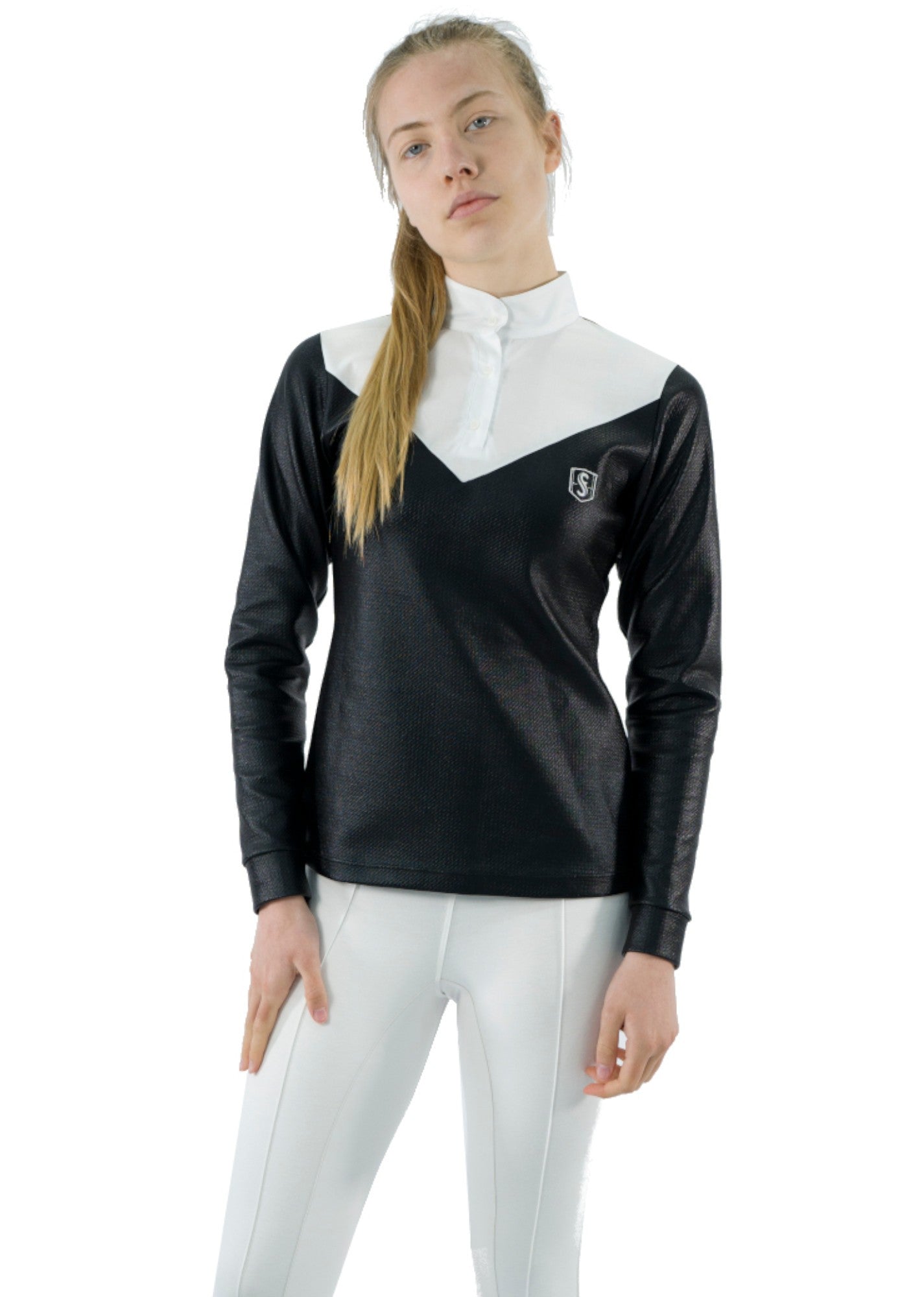 Polo de Concurso NEON manga larga - Negro