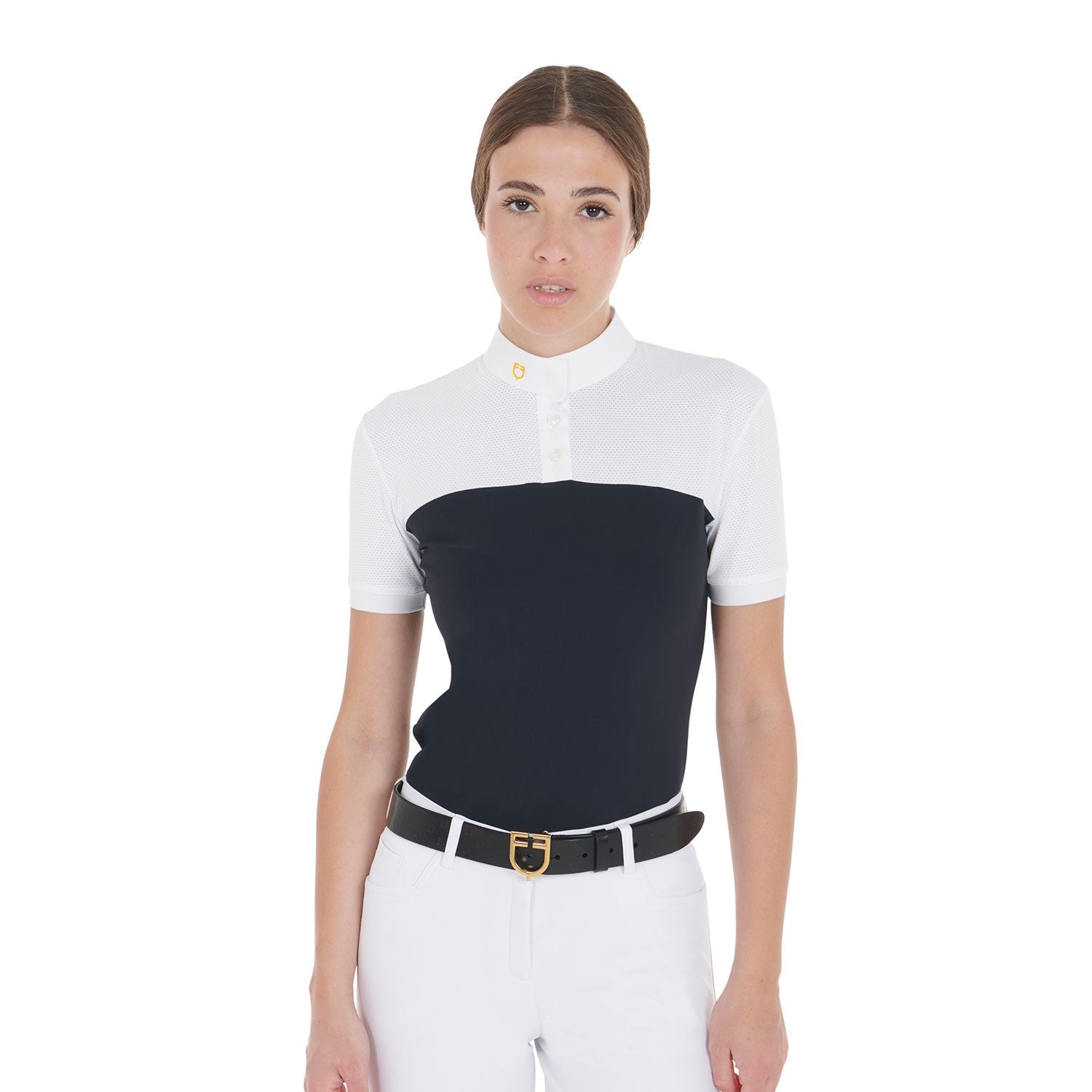Polo de mujer slim fit en tejido técnico y malla