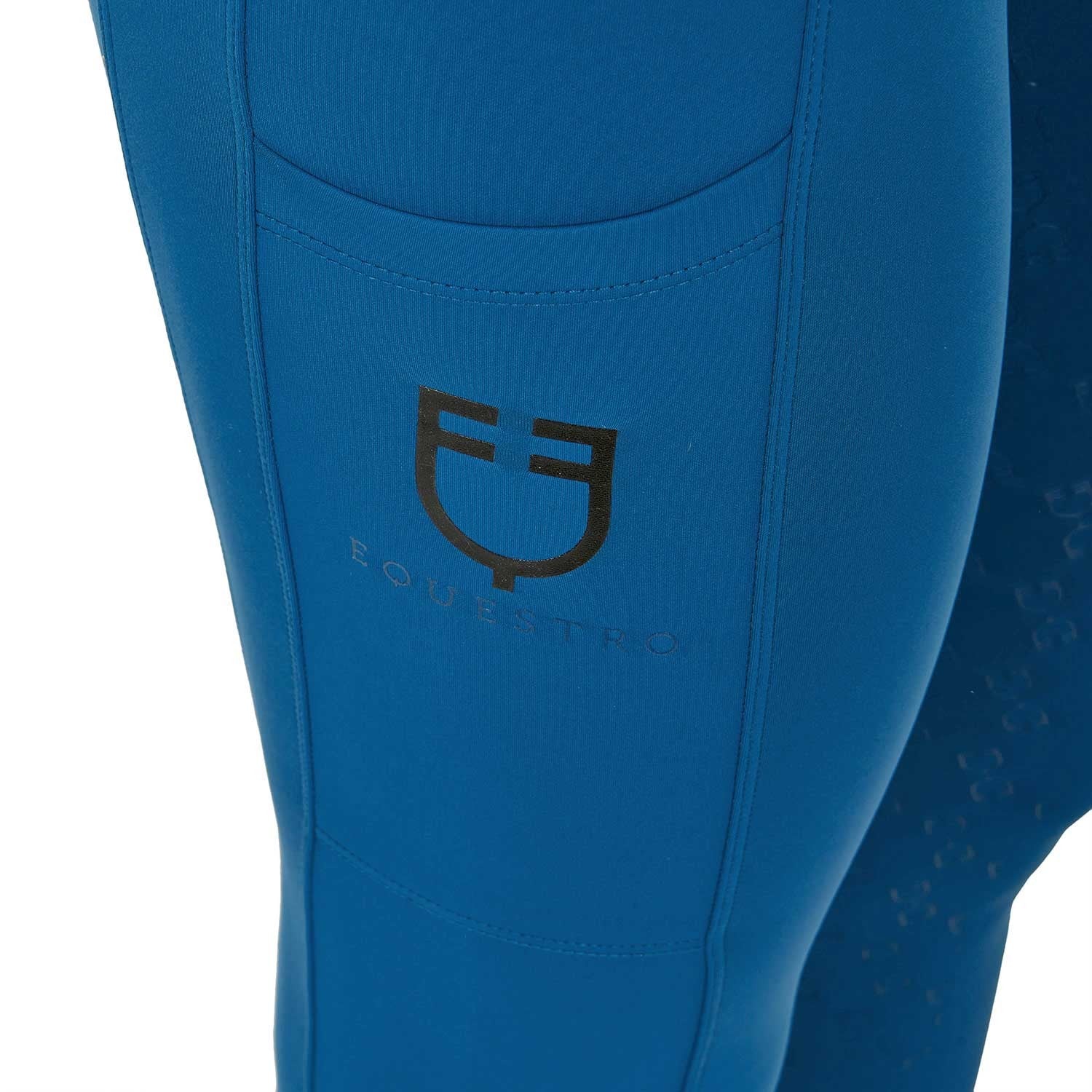 Leggings de cintura alta para mujer con trabillas para cinturón - Azul